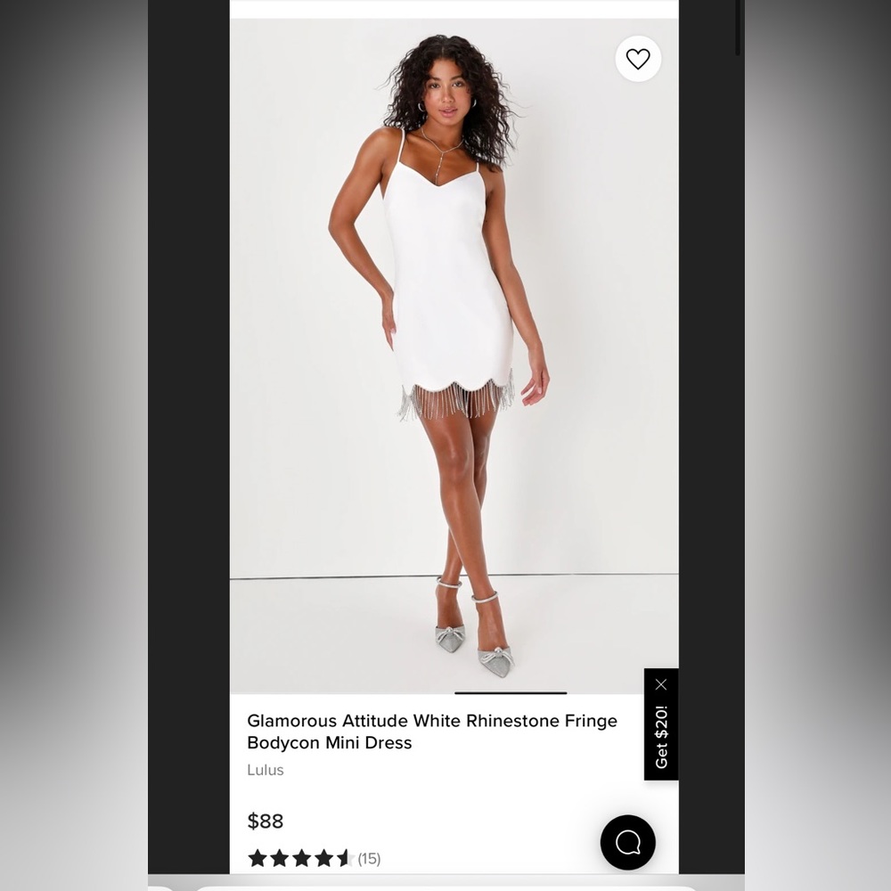 Glamorous Attitude White Rhinestone Fringe Bodycon Mini Dress size M